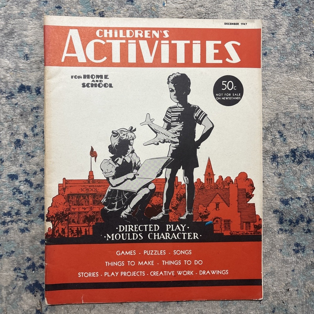 Vintage Children's Activities Book Dec 1947 WW2 Era Games Puzzles Stories